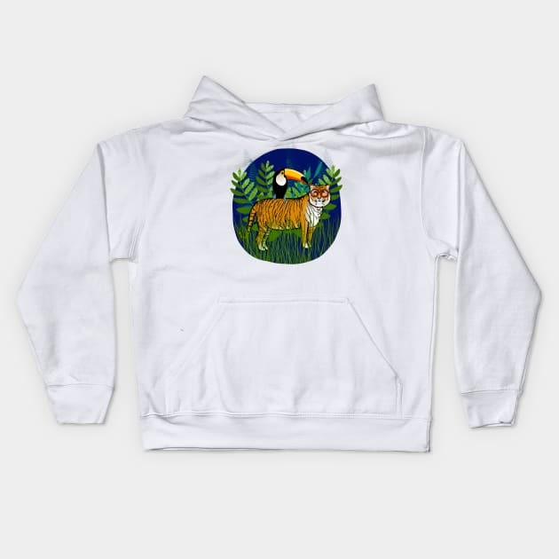 The Tiger and The Toucan Kids Hoodie by KilkennyCat Art